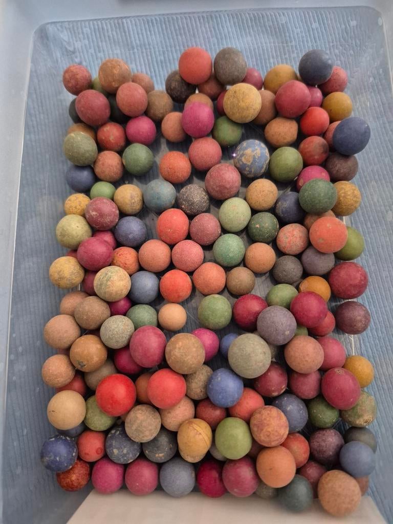 Oude klei knikkers - Vintage speelgoed, Ophalen of Verzenden, Gebruikt, Jongen of Meisje