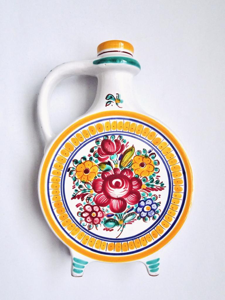 Vintage 60s bloemen boho bohemian gekleurd wit vaas keramiek, Antiek en Kunst, Antiek | Keramiek en Aardewerk, Ophalen