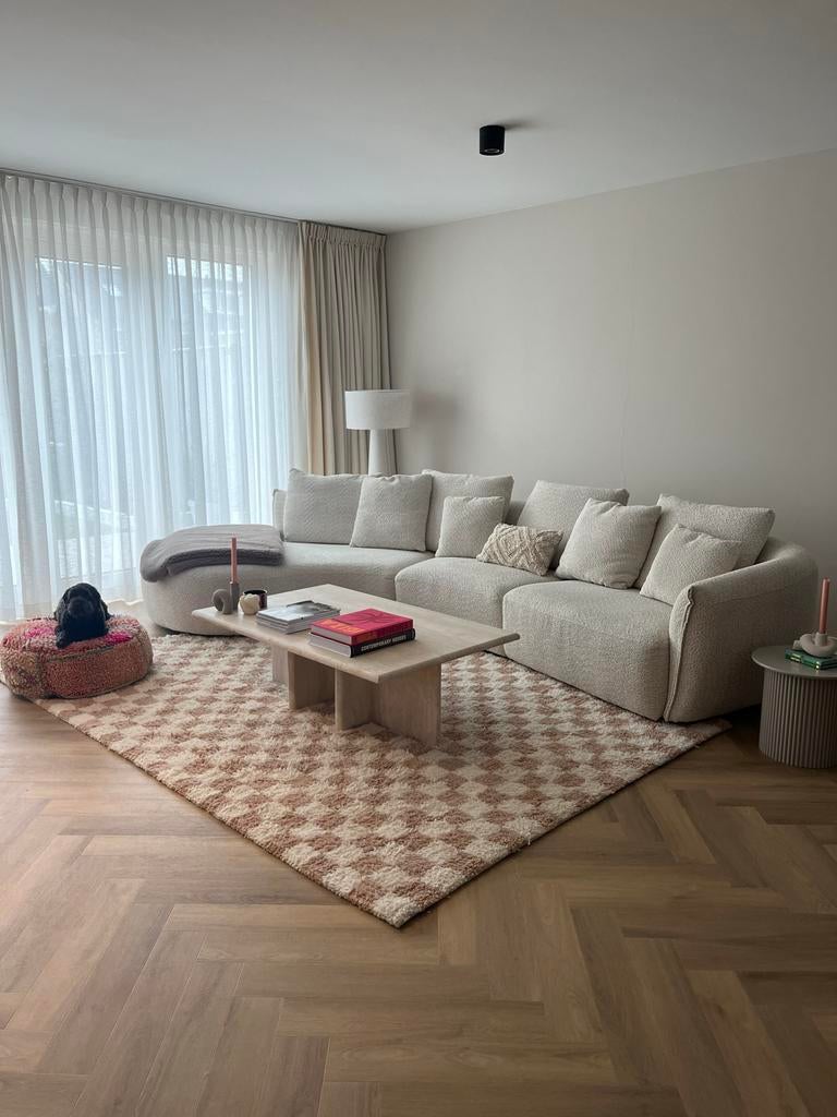 Goossens Fay loungebank halfrond boucle, Ophalen, Gebruikt, Stof, Organisch japandi modern