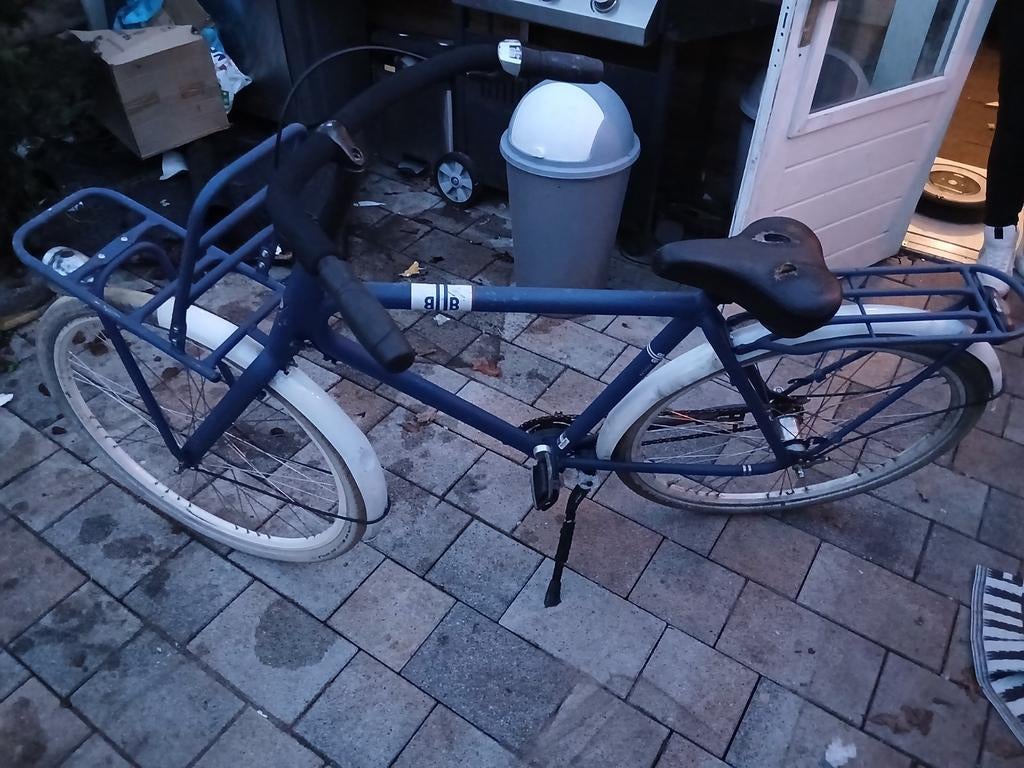 Stevige transportfiets met voordrager - Blauw, 53 tot 57 cm, Ophalen of Verzenden, Gebruikt, Overige merken