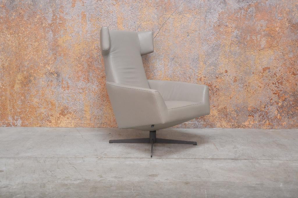 ZGAN taupekleurige leren Leolux Elixir design draaifauteuil, Huis en Inrichting, Fauteuils, Leolux, Leolux, 75 tot 100 cm, Ophalen of Verzenden