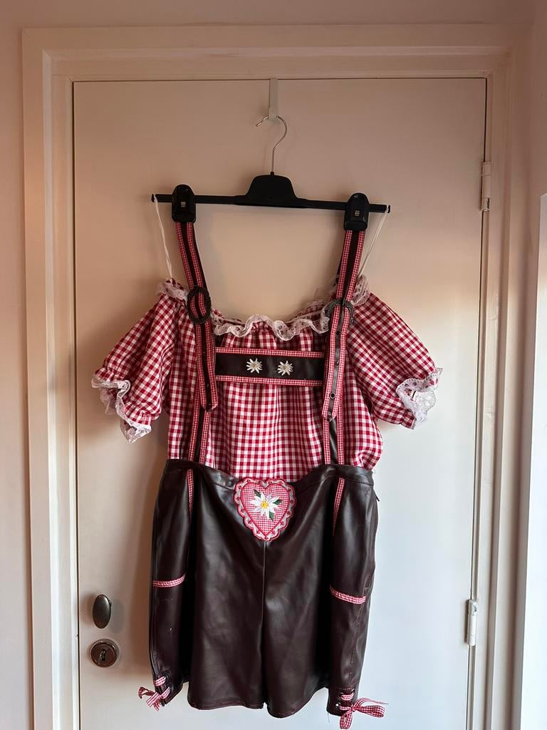 Oktoberfest Set Dames: Lederhose (L) + Blouse (42), Carnaval, Maat 42/44 (L), Ophalen of Verzenden, Kleding