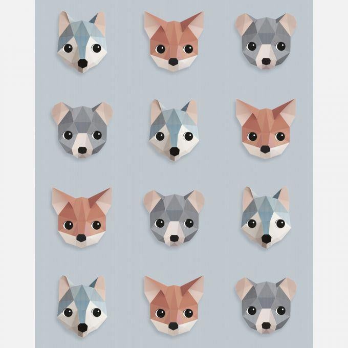 Kinderbehang Vliesbehang Bosdieren Blauw Studio Ditte, Mail@studioditte.nl, Baronielaan 252 4837 BH Breda, Nieuw, Studio Ditte