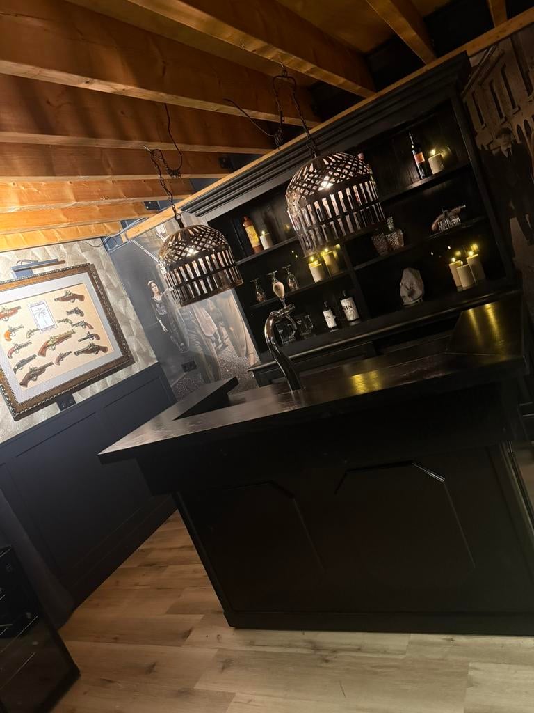 Mobiele zwarte bar set toog man cave cafe kroeg overkapping, Ophalen of Verzenden, Zo goed als nieuw