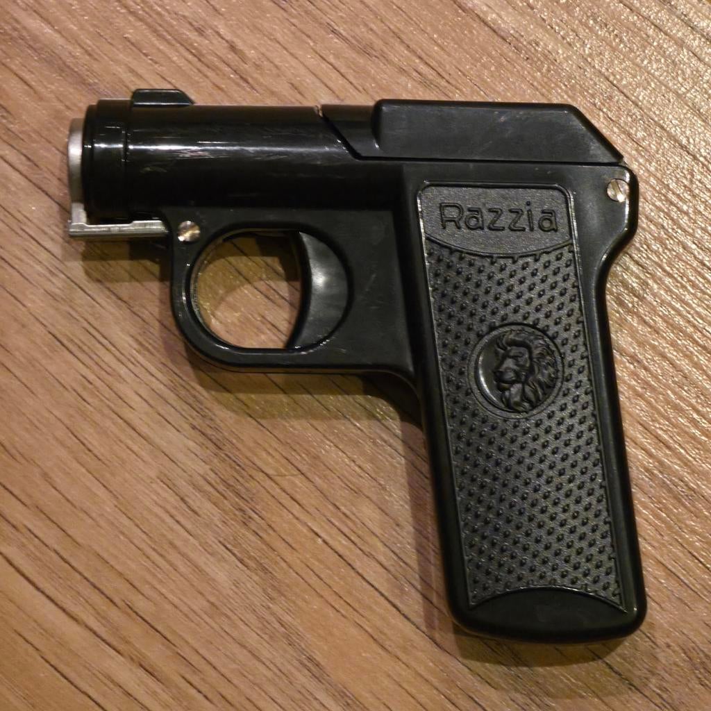 Razzia pistool aansteker - Zwart, Verzamelen, Ophalen of Verzenden, Gebruikt, Aansteker