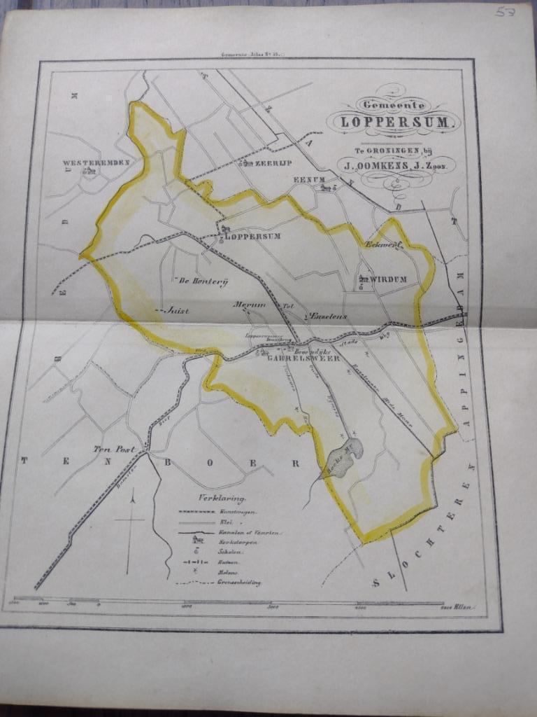 53 Loppersum Garrelsweer Wirdum  Eenum Zeerijp Litho 1862, Antiek en Kunst, Ophalen of Verzenden