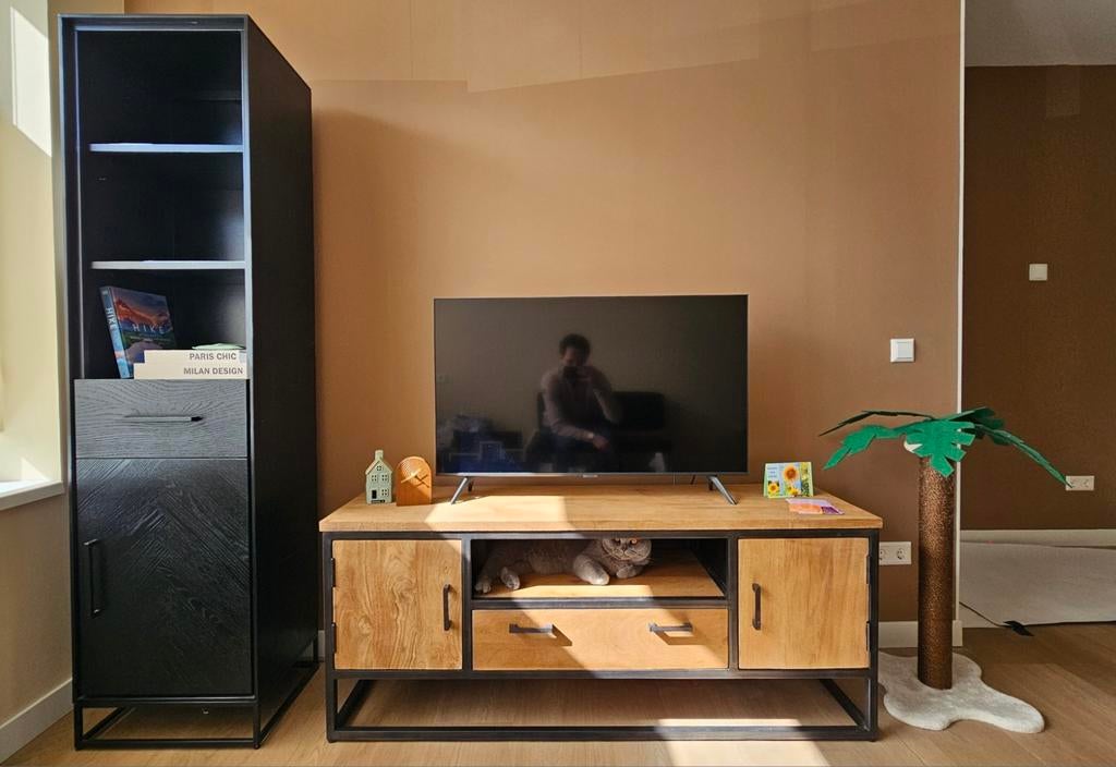 Pronto Wonen TV-meubel + kast – industriële set, Ophalen, 150 tot 200 cm, Zo goed als nieuw, Moderne industriële