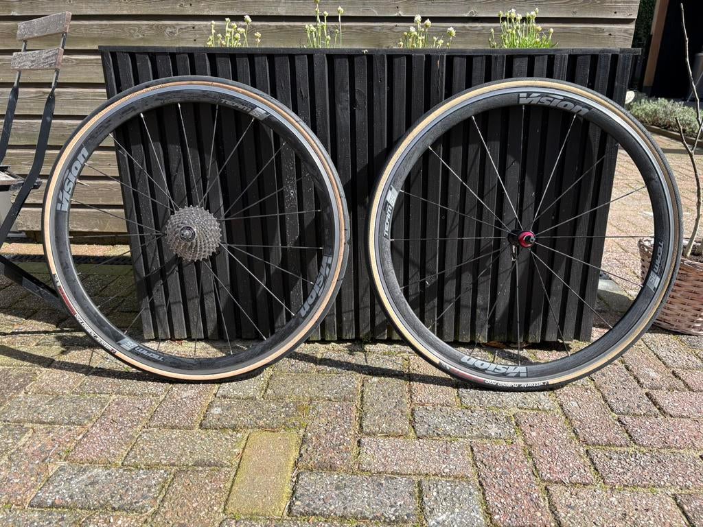 Vision Team 35 wielset met Cassette en banden, Carbon, Zo goed als nieuw, Meer dan 20 versnellingen, 53 tot 57 cm