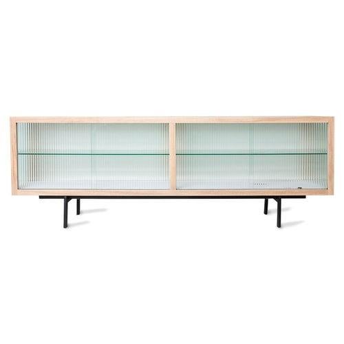 Hk living lowboard ribbed glass zgan + legplank, Ophalen, Zo goed als nieuw, 25 tot 50 cm