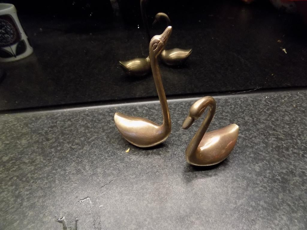 Vintage zwanenpaar messing zware kwaliteit accessoire, Ophalen of Verzenden, Gebruikt