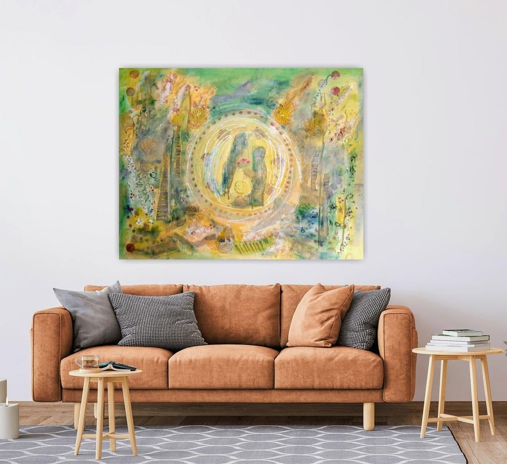 Groot Mixed Media Canvas Schilderij - Acryl, Ophalen of Verzenden