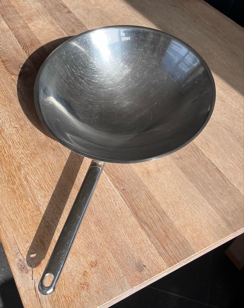 Demeyere Resto Wokpan RVS 38cm, Huis en Inrichting, Keuken | Keukenbenodigdheden, Ophalen of Verzenden, Gebruikt