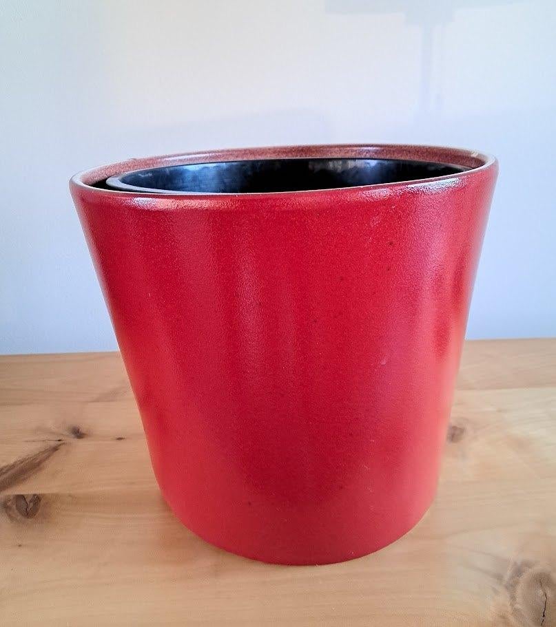 Te koop: grote rode aardenwerken bloempot, Gebruikt, Rond, Binnen, Minder dan 40 cm