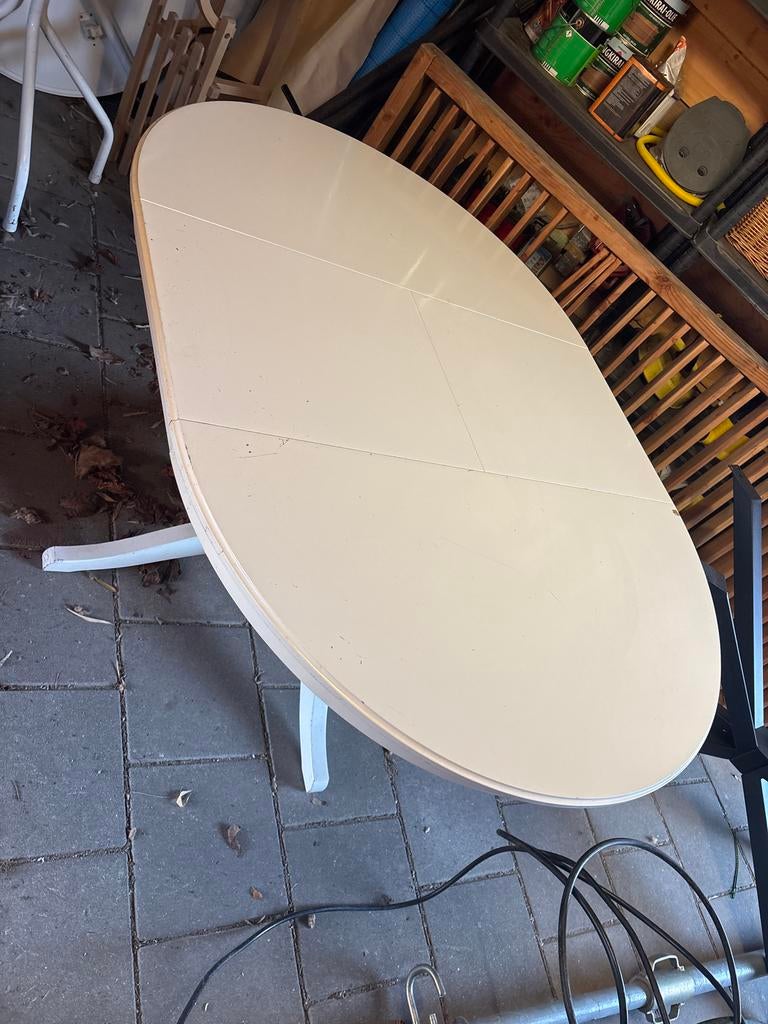 IKEA rosentorp ronde witte eettafel uitschuifbaar, Ophalen, Overige materialen, Gebruikt, 100 tot 150 cm