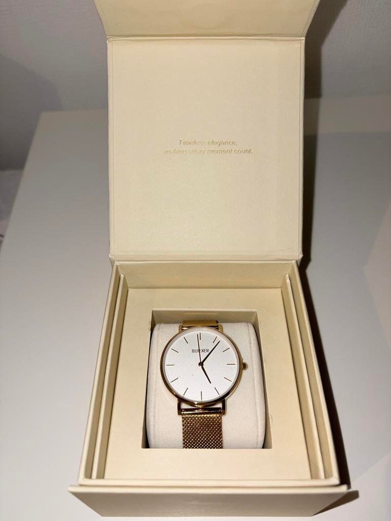 Burker Ruby Gold White Mesh Horloge t.w.v €109- NIEUW, Sieraden, Tassen en Uiterlijk, Horloges | Dames, Overige merken, Verzenden