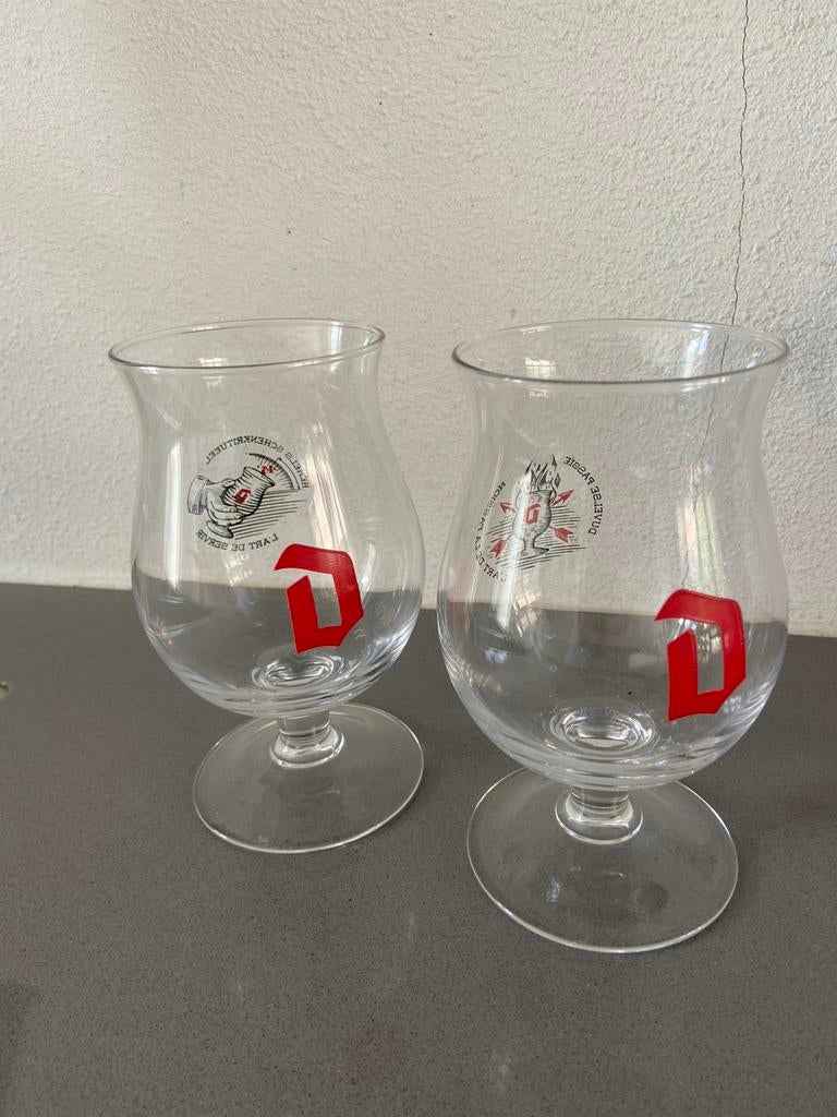 Duvel speciaal bier glas Rode D, Ophalen, Gebruikt, Bierglas