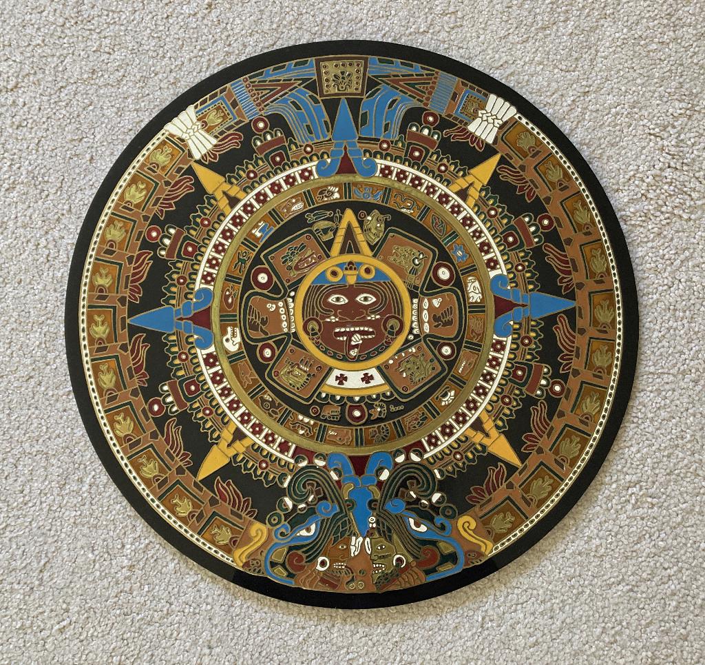 Azteken kalender - messing - 44,3 cm., Ophalen of Verzenden