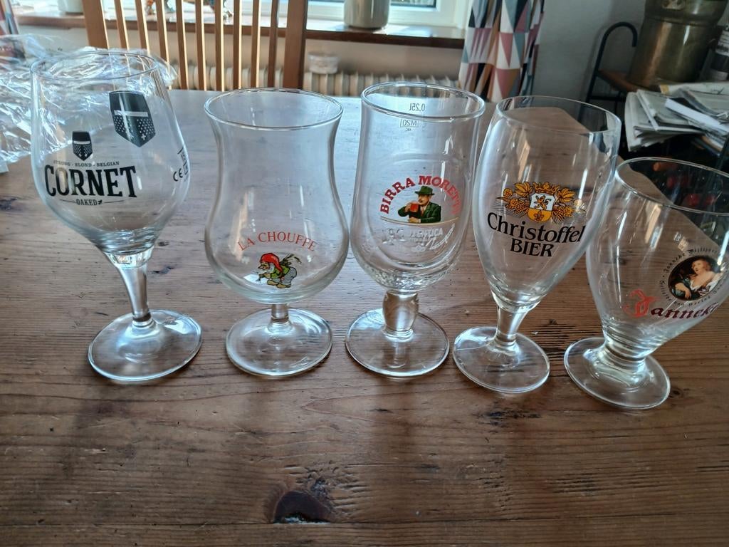 Cornet, La Chouffe, Birra Moretti, Christoffel en Janneke., Ophalen, Glas of Glazen, Overige merken