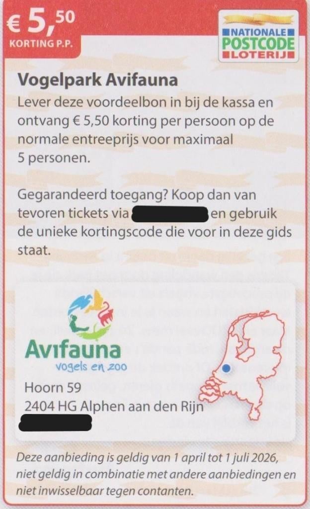 Vogelpark Avifauna, Alphen aan den Rijn. € 5,50 korting p.p., Tickets en Kaartjes, Drie personen of meer, Kortingskaart