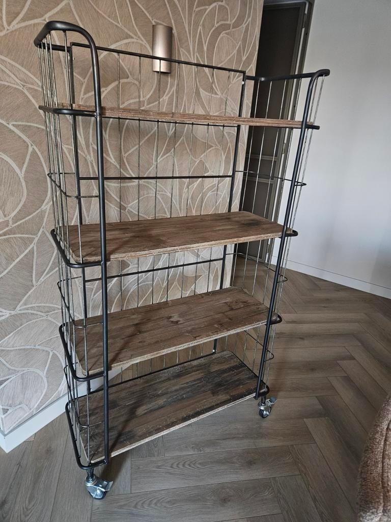 Industrieel rek op wielen - Vintage stijl, Ophalen of Verzenden, Zo goed als nieuw