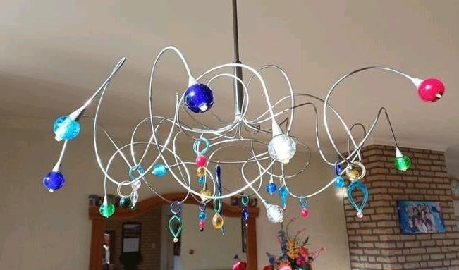 Harco loor design lamp strawberry sweet 12 Murano bolletjes, Ophalen, Zo goed als nieuw, Glas, 75 cm of meer