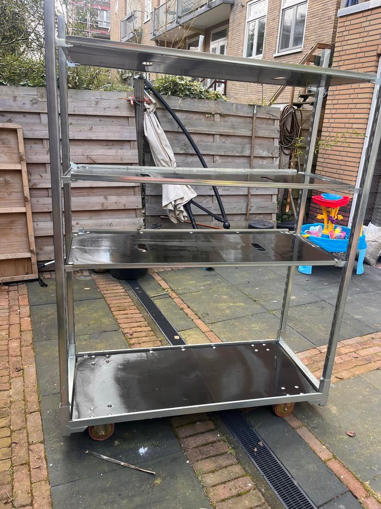 2 x Bloemenkar met 4 etages - Voor transport of stalling, Ophalen of Verzenden, Gebruikt