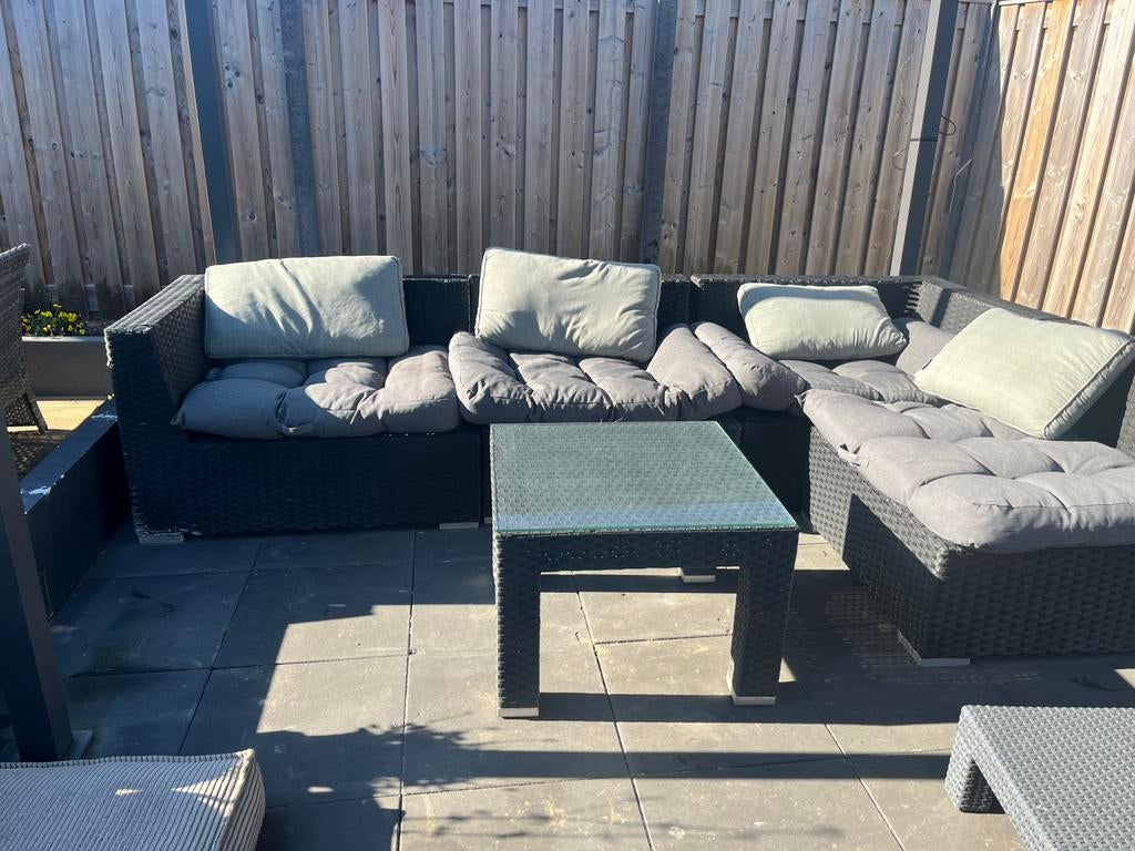 Loungset te koop, Ophalen, 5 zitplaatsen, Gebruikt, Bijzettafel
