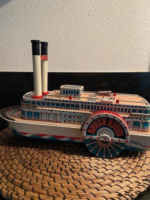 blikken battery Queen river whisling showboat boot, Antiek en Kunst, Antiek | Speelgoed, Ophalen of Verzenden