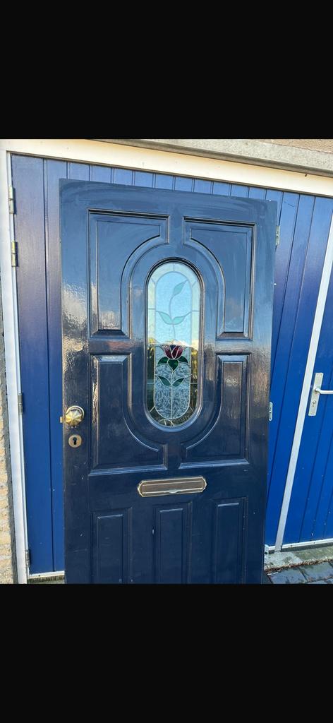 Voordeur hardhout klassiek, Ophalen, Gebruikt, Buitendeur, 200 tot 215 cm