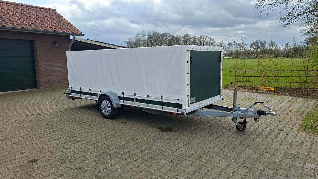 Huifaanhanger 1000kg met dubbele oprijklep, Auto diversen, Aanhangers en Bagagewagens, Ophalen