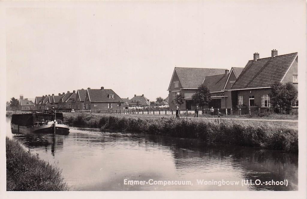 Emmer Compascuum - Woningbouw, ULO school turfschip, Verzamelen, Ophalen of Verzenden, 1960 tot 1980, Ongelopen, Drenthe