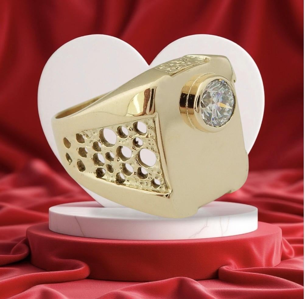 Zware 18 karaat Gouden Ring Herenring 0.75 crt Diamant, Jw, Verzenden, Heer, Nieuw