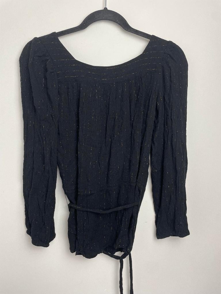 Antik Batik zwarte top met ceintuur zwart met gouddraad M, Kleding | Dames, Maat 38/40 (M), Zwart, Zo goed als nieuw, Rue du Foin, 75003 Paris, France