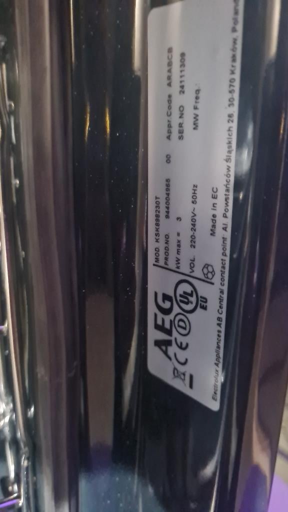 AEG KSK898230T Oven – Showroommodel – Nooit gebruikt, Ophalen, Nieuw, Inbouw, Minder dan 45 cm