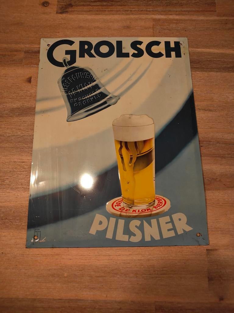 Grolsch Pilsner reclamebord, Verzamelen, Ophalen of Verzenden, Reclamebord, Plaat of Schild, Grolsch