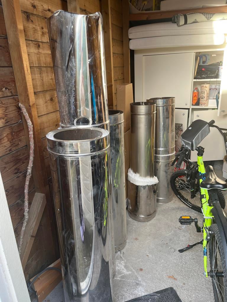 RVS dubbelwandige rookkanalen voor houtkachel/open haard, Ophalen, Gebruikt, Inbouwhaard, Houthaard