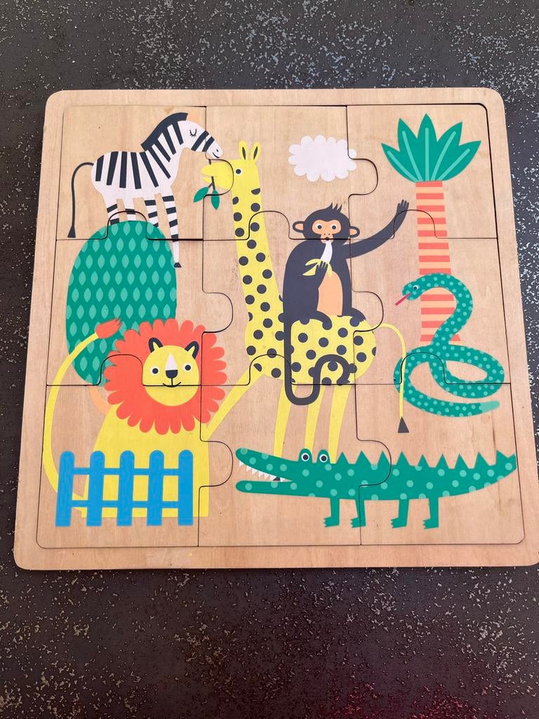 Houten puzzel met 9 stukjes Dieren, 2 tot 4 jaar, Ophalen of Verzenden, Zo goed als nieuw, Van hout