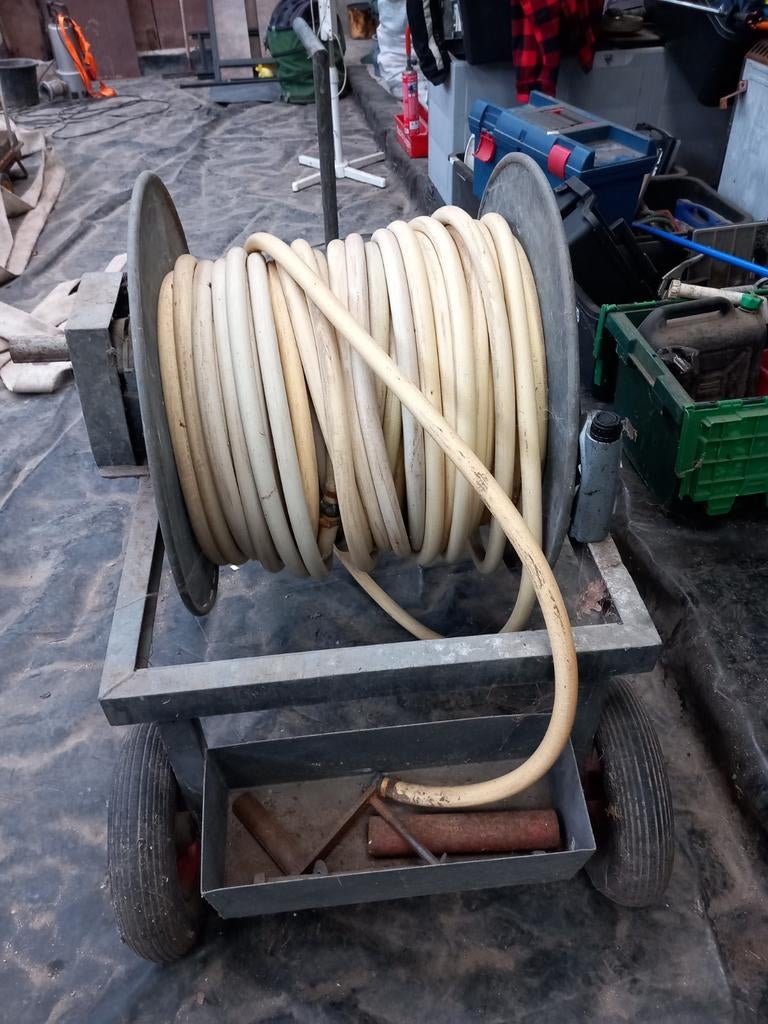 Tuinslanghaspel met slang op kar, Ophalen of Verzenden, Gebruikt, Tuinslanghaspel