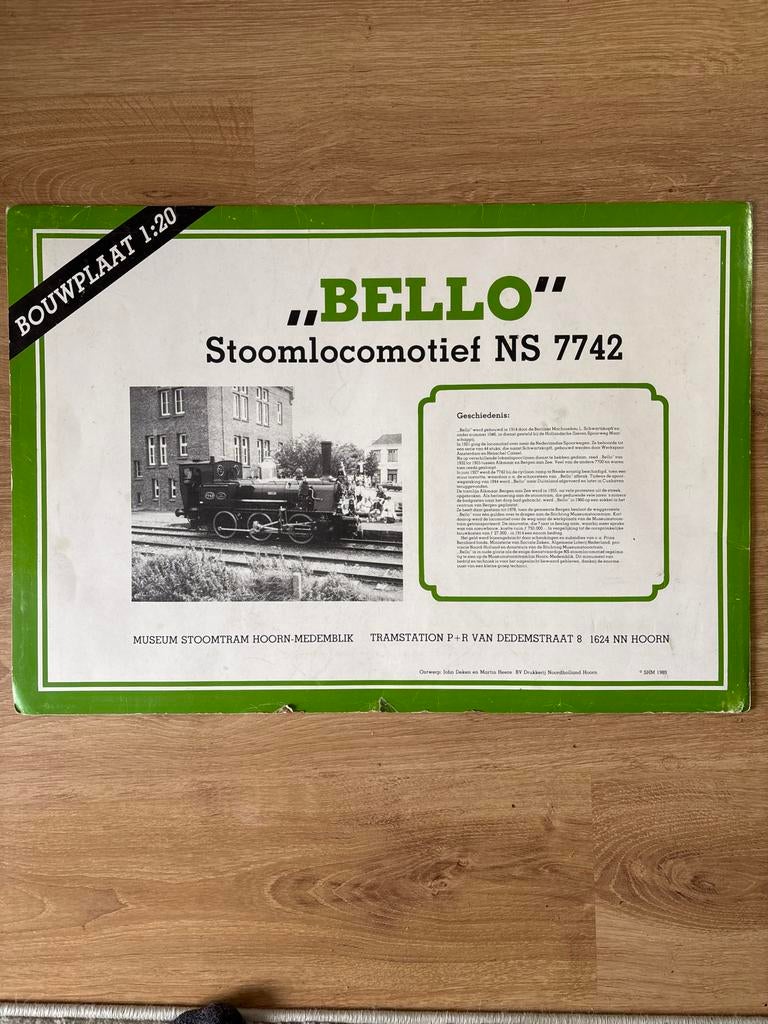 Bouwplaat Bello Stoomlocomotief NS 7742 Schaal 1:20, Ophalen, Gebruikt, Overige typen, Overige merken