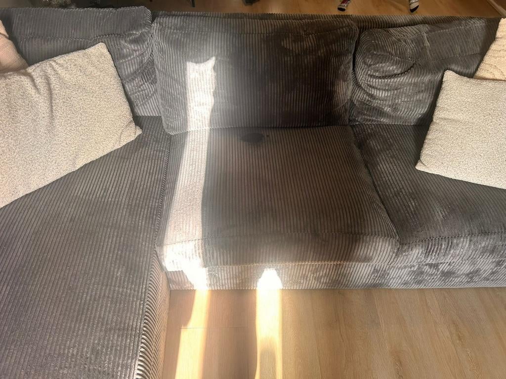 Grijze bankstel, Ophalen, Zo goed als nieuw, Minder dan 10 m², Tapijt