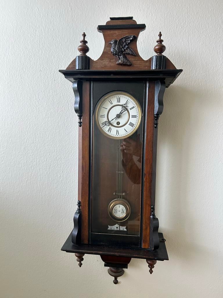 Duitse Regulateur Wandklok (Werner) met adelaar, Antiek en Kunst, Antiek | Klokken, Ophalen