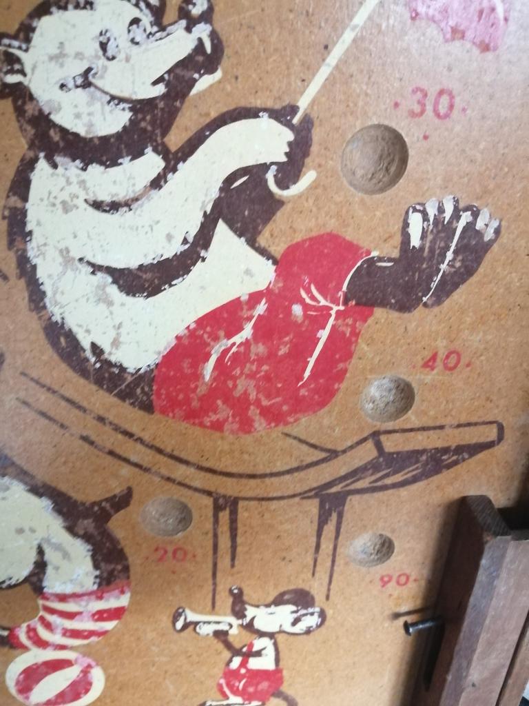 OUD JAREN 50 HOUTEN KNIKKER SPEL IN VINTAGE STAAT 60X40 CM, Antiek en Kunst, Ophalen of Verzenden