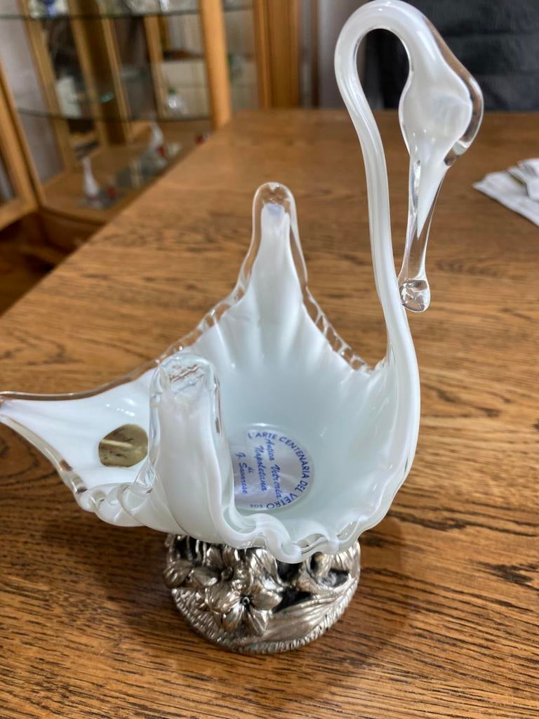 Murano zwaan gemerkt 21x15 cm, Ophalen of Verzenden