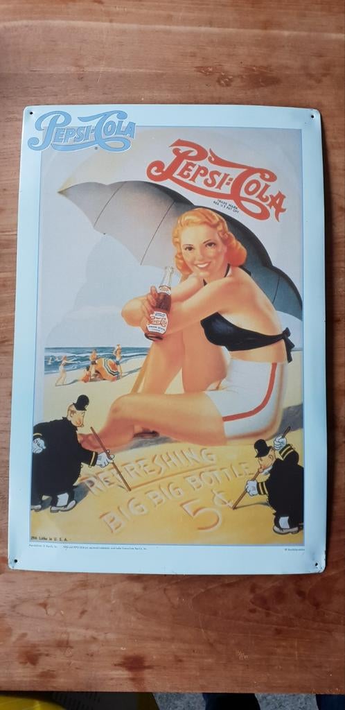 Pepsi cola reclame bord, Ophalen of Verzenden, Zo goed als nieuw, Reclamebord