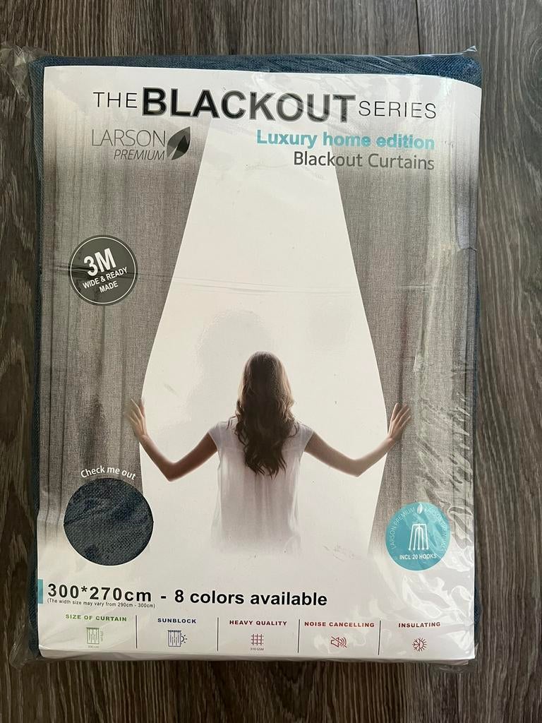 Larson blackout gordijn 3x2,70 donkerblauw, Ophalen of Verzenden, Nieuw
