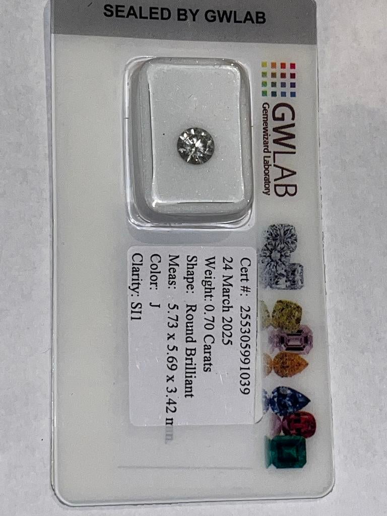 Diamant met certificaat 0,70 karaat, Sieraden, Tassen en Uiterlijk, Edelstenen, Ophalen of Verzenden