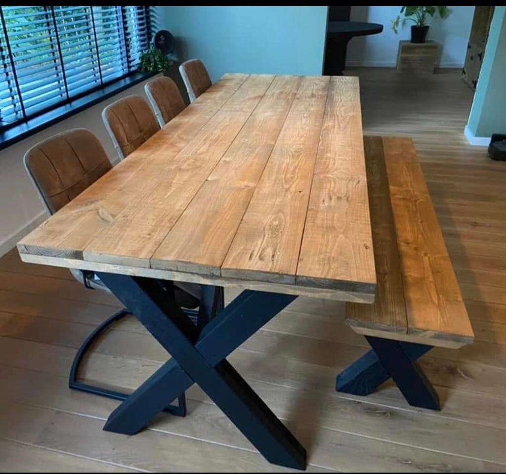 Eettafel s van gebeitst steigerhout., Huis en Inrichting, Tafels | Eettafels, Nieuw, 50 tot 100 cm, 200 cm of meer, Rechthoekig