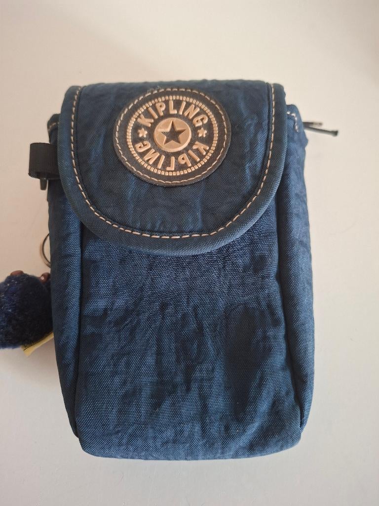 Kipling schoudertasje donkerblauw met aapje, Anneonline, Steenbergen, Gebruikt, Blauw