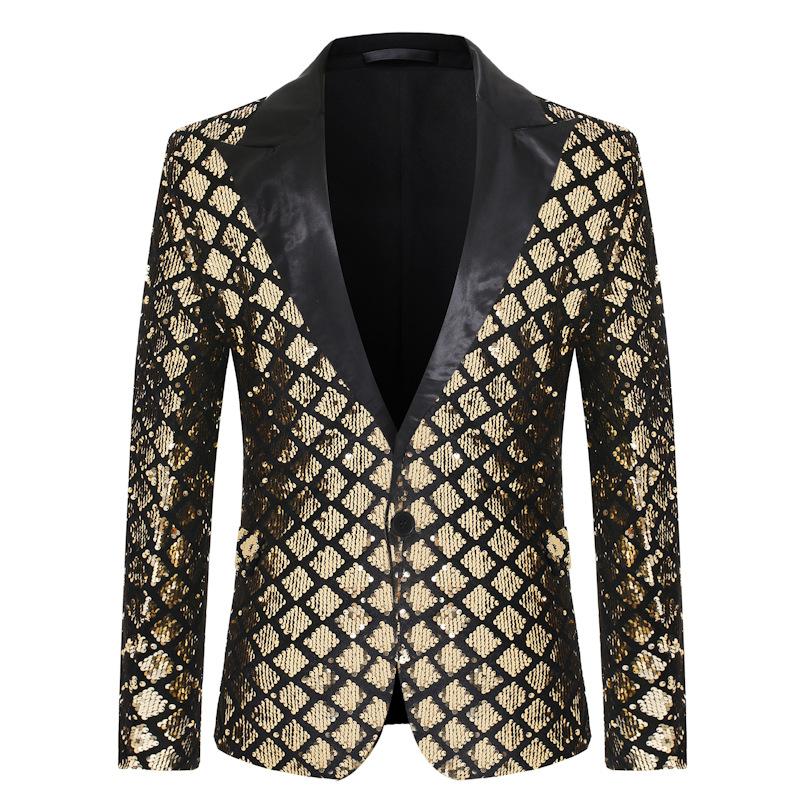 Heren gouden ruiten glitter colbert blazer jasje mannen, Verzenden, Nieuw, Overige maten
