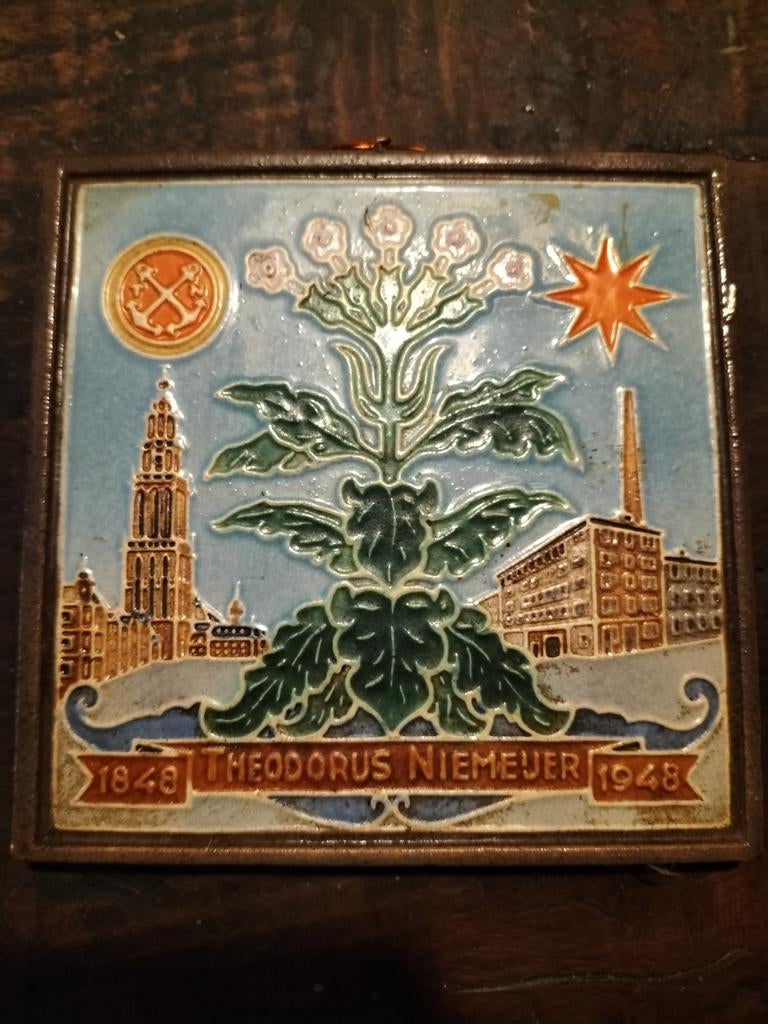 Cloisonne tegel Theodorus niemeyer, Ophalen of Verzenden